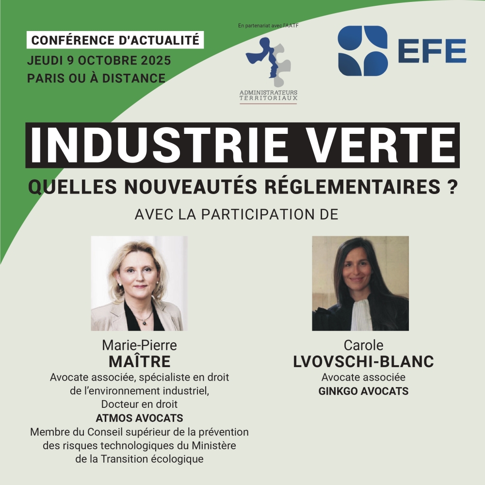 [Conférence d'Actualité] Industrie verte, quelles nouveautés réglementaires?